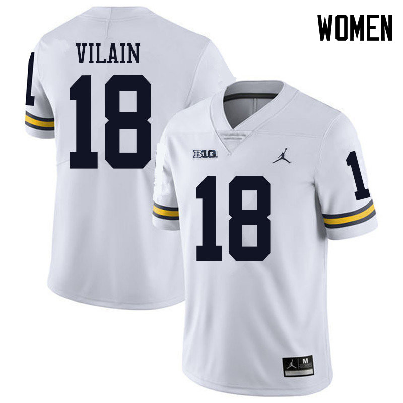 Jordan Brand Women #18 Luiji Vilain Michigan Wolverines College Football Jerseys Sale-White